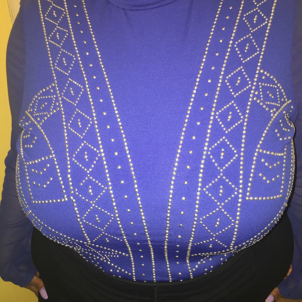 Blue Rhinestone Bodysuit - Picture 3 of 4